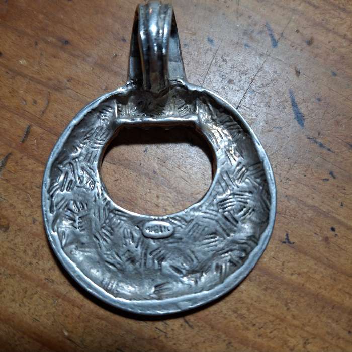 Vintage pendant jewelry. S African Silver metal pendant - Stamped Miglio jewelry
