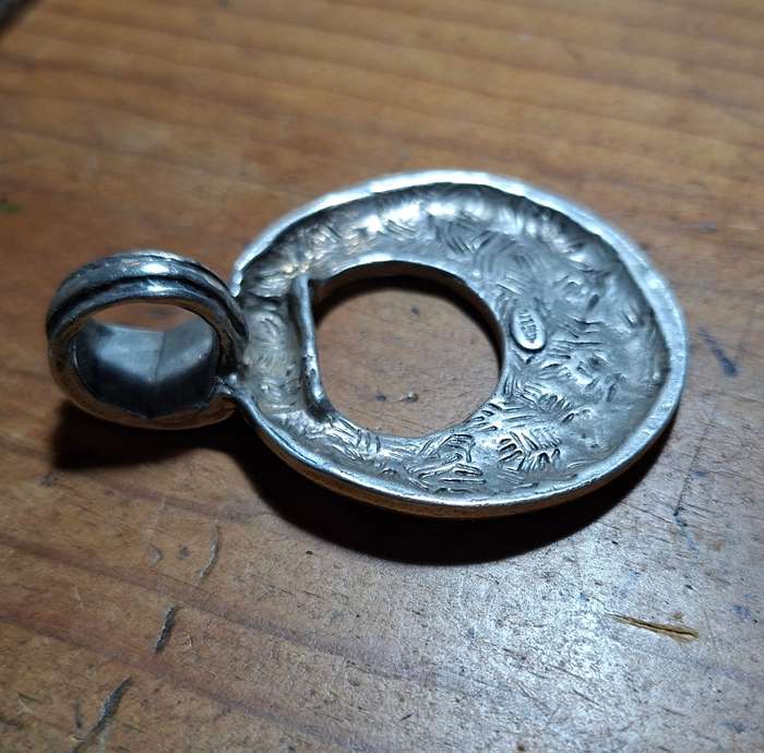 Vintage pendant jewelry. S African Silver metal pendant - Stamped Miglio jewelry
