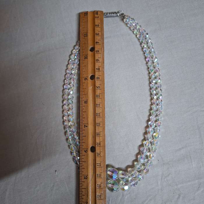 Crystal glass necklace - 2 strands - faceted irridescent