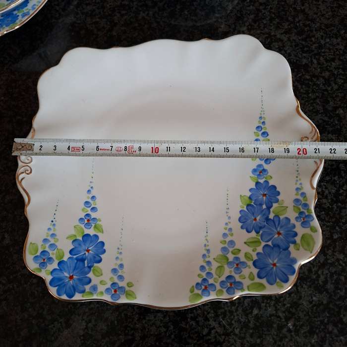 Part tea set 3 trios, cake plate, sug basin and milk jug - Royal Standard hand painted