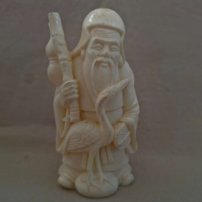 3 Chinese deities - faux ivory composite 7 cms  - fortune prosperity and longevity