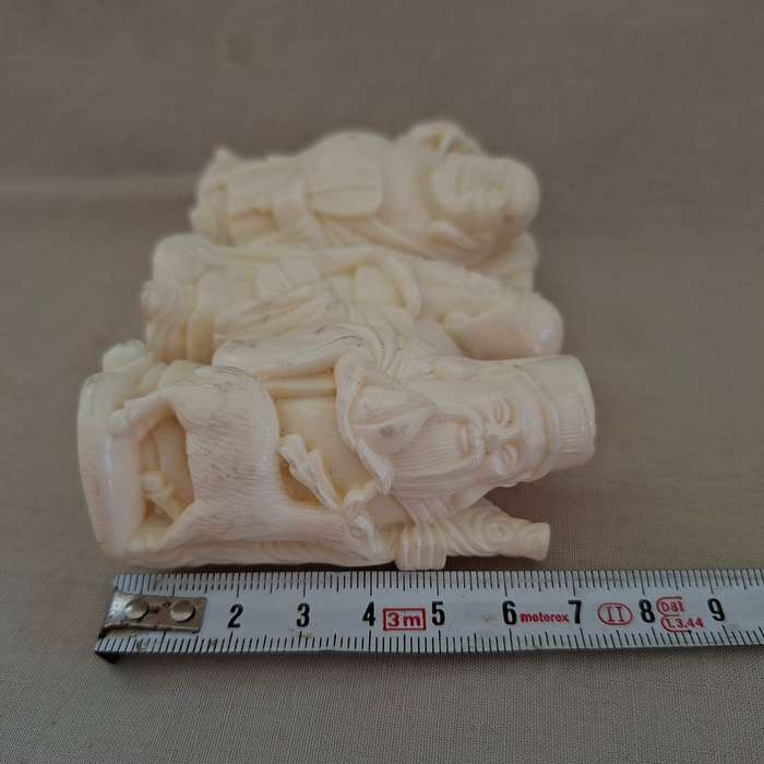 3 Chinese deities - faux ivory composite 7 cms  - fortune prosperity and longevity