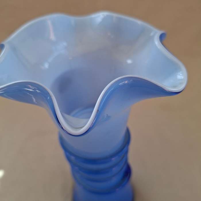Blue Vase - Cased Glass - European, Murano? Czech Opaline Glass Cobalt Blue
