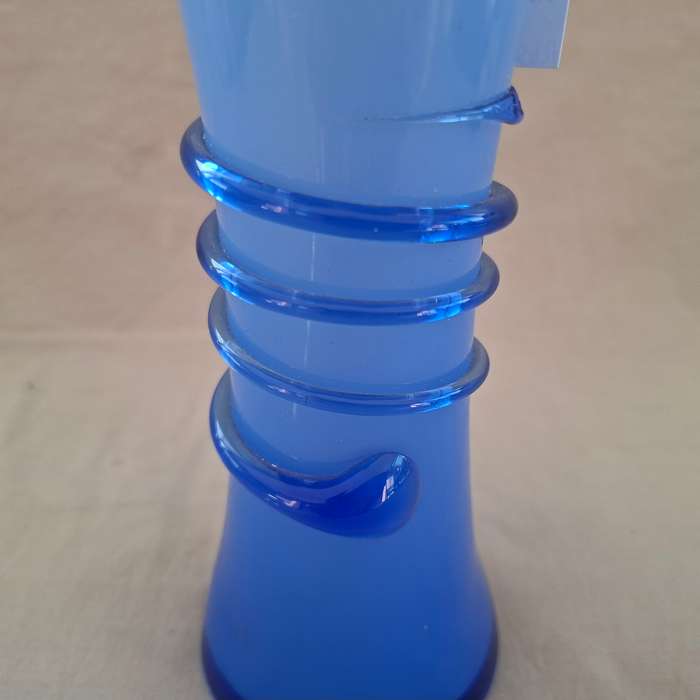 Blue Vase - Cased Glass - European, Murano? Czech Opaline Glass Cobalt Blue