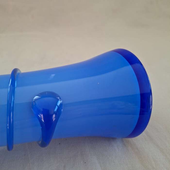 Blue Vase - Cased Glass - European, Murano? Czech Opaline Glass Cobalt Blue