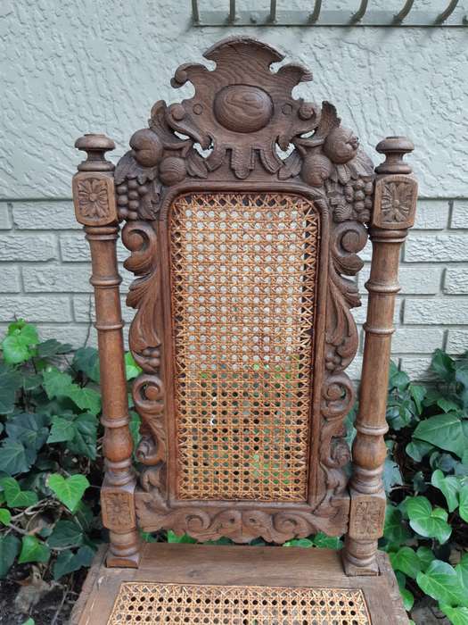 Set Of 4 Ornate Carved Bleached / Natural Wood Chairs