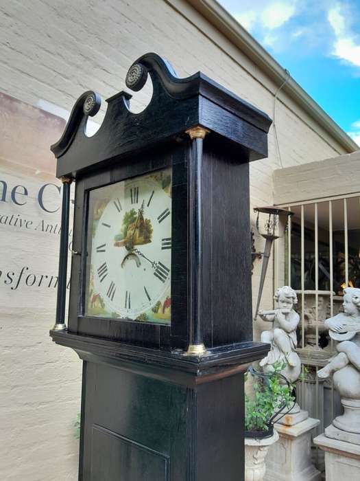 An Antique George III Oak Grandfather / Longcase Clock in an Contemporary Ebonised Finish