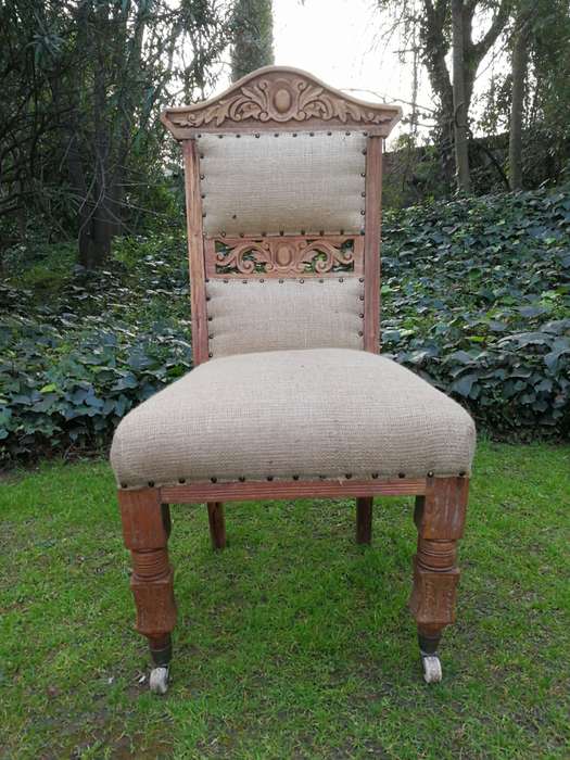Victorian Chair Upholstered in Imported Linen