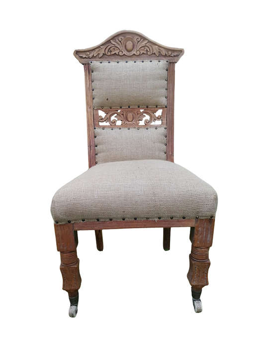 Victorian Chair Upholstered in Imported Linen