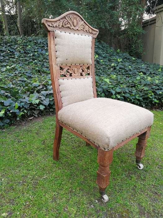 Victorian Chair Upholstered in Imported Linen