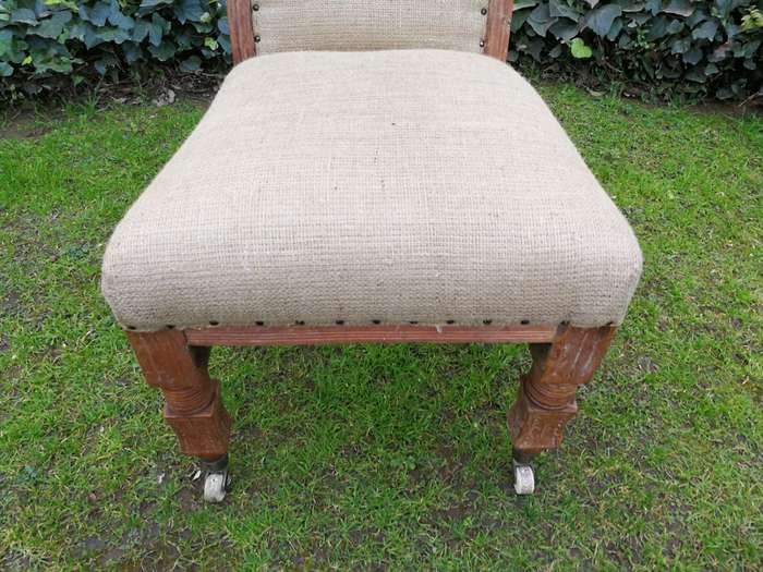 Victorian Chair Upholstered in Imported Linen