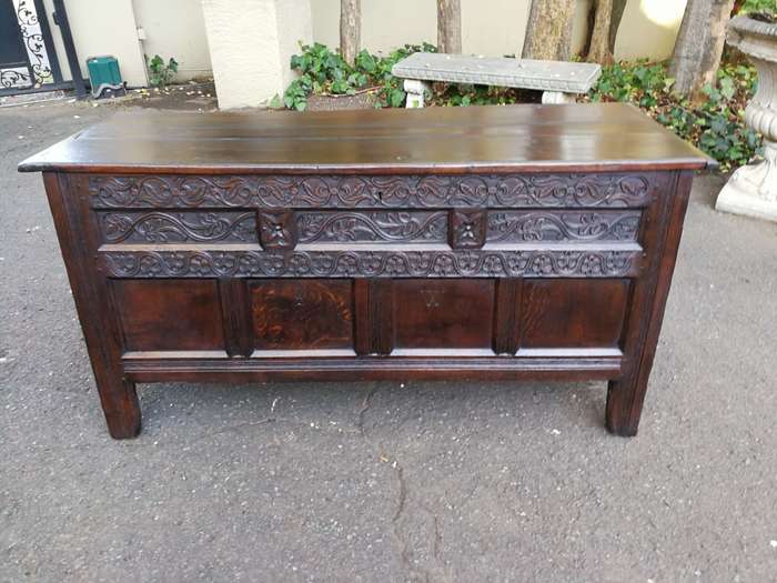 James I Carved Oak Kist