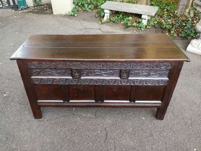 James I Carved Oak Kist
