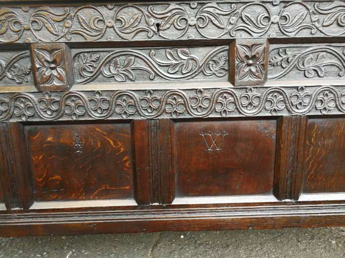 James I Carved Oak Kist
