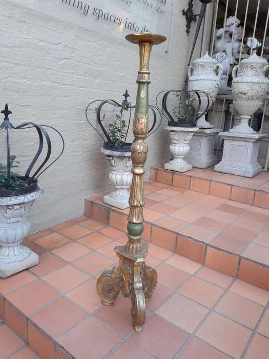 An Early 20th Century Circa 1920 Carved Giltwood Torchiere / Candle Holder For Floor Or Table Décor