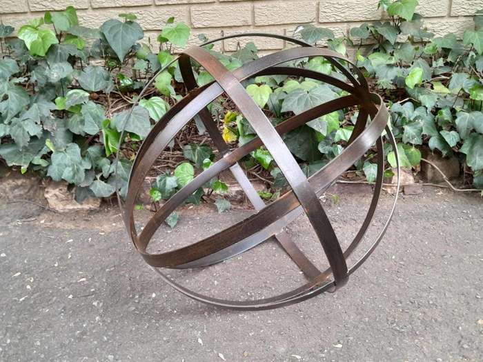 A Decorative Wrought Iron Ball in an Antique Brown  Finish 70cmD Double Extra Large