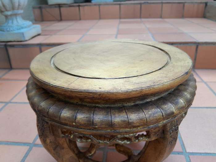 A 20th Century Chinese Ornately Carved Wooden Base / Stand Hand Gilded with Gold Leaf