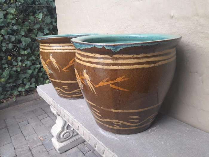 A 20th Century Pair Of Chinese Jardinieres Of Large Proportions