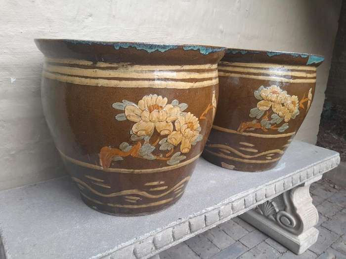 A 20th Century Pair Of Chinese Jardinieres Of Large Proportions