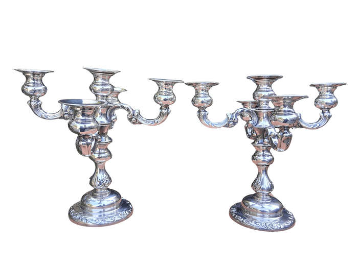 A 20th Century Pair of Silver-Plated Candelabras