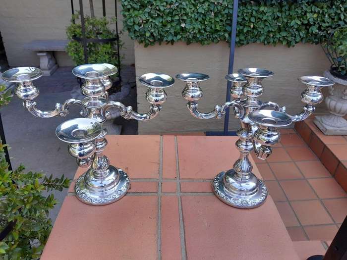 A 20th Century Pair of Silver-Plated Candelabras