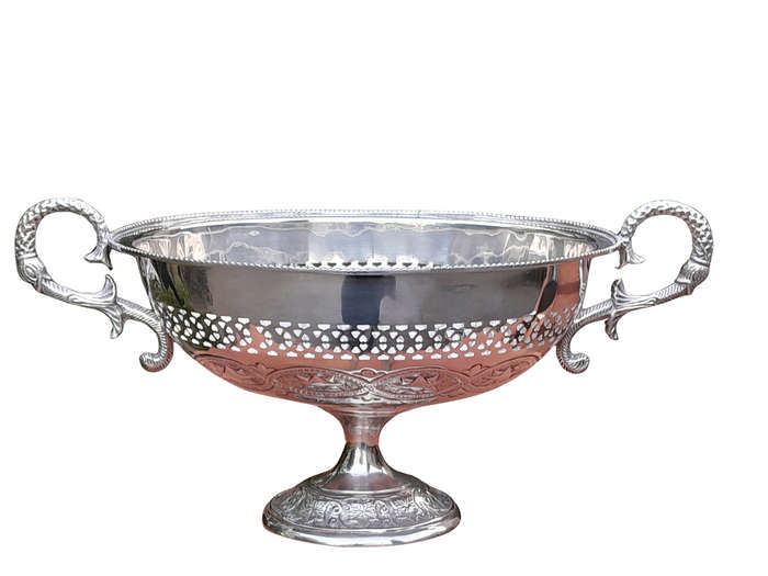 A 20th Century Large Silver-Plate Centre Bowl With Handles