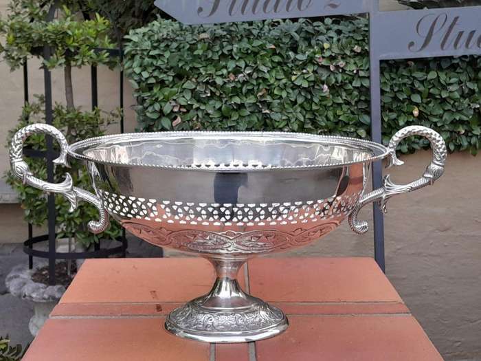 A 20th Century Large Silver-Plate Centre Bowl With Handles