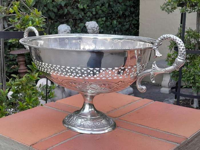 A 20th Century Large Silver-Plate Centre Bowl With Handles