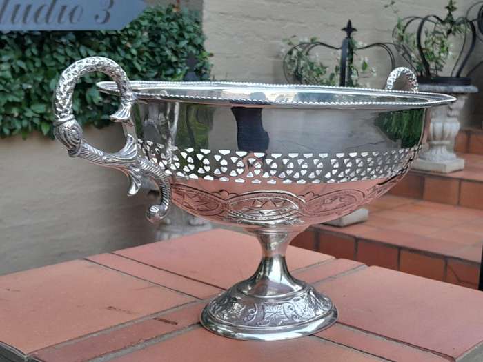 A 20th Century Large Silver-Plate Centre Bowl With Handles
