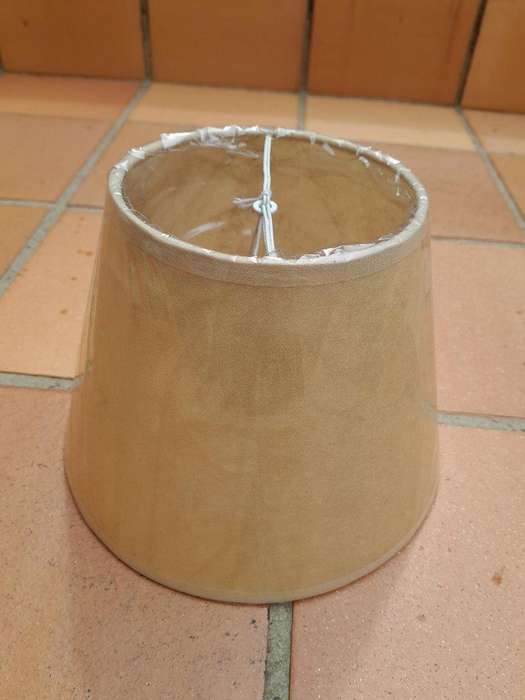 A 20th Century Pair Of Handmade Parchment Lampshades With Gold Painted Trim