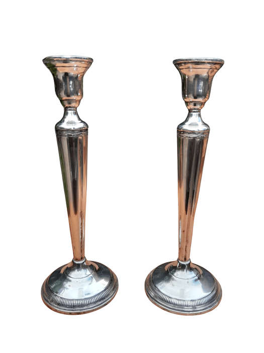 A 20th Century Silver Pair Of Candlesticks / Holders  (773 grams)