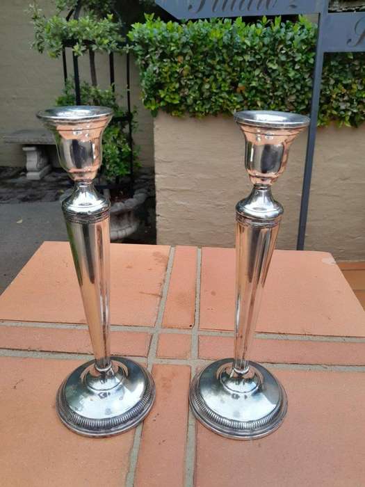 A 20th Century Silver Pair Of Candlesticks / Holders  (773 grams)