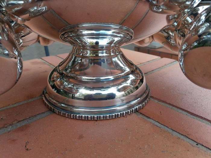A 20th Century Silver-Plate Punch Bowl With Ladle And Eight Cups