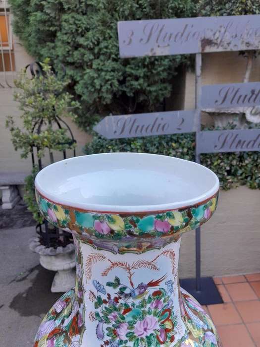 A 20th Century Tall Famille Rose Mandarin Vase