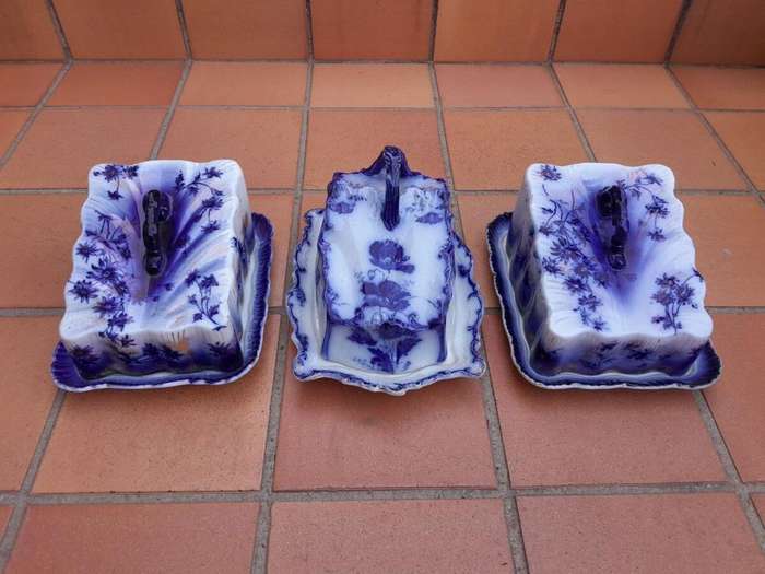 A Set Of Three Blue / White Cheese Dishes