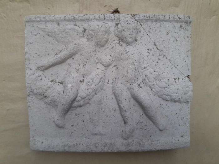 A Concrete Relief Plaque Sculpture With 2 Putti (Cherubs) In A Mythological Scene