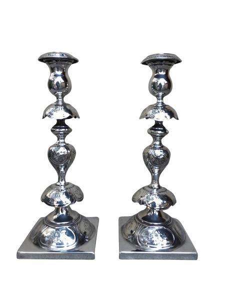 An Antique 19th Century Pair Of Electroplate Candlesticks