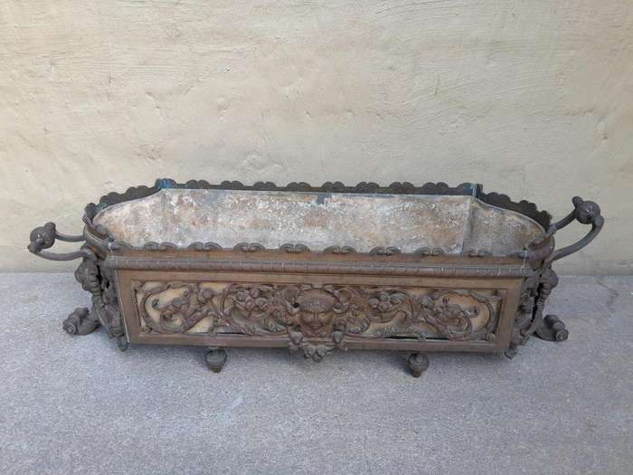 A 20th Century Victorian Style Heavy Wrought Iron Jardiniere /  Planter