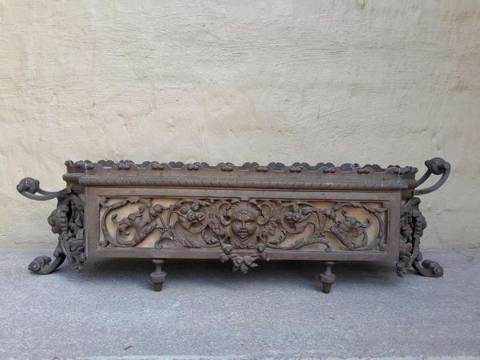 A 20th Century Victorian Style Heavy Wrought Iron Jardiniere /  Planter