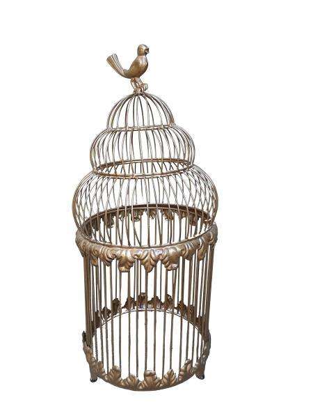 A Decorative And Large Size Birdcage In A Hand Gilded With Gold Leaf Finish
