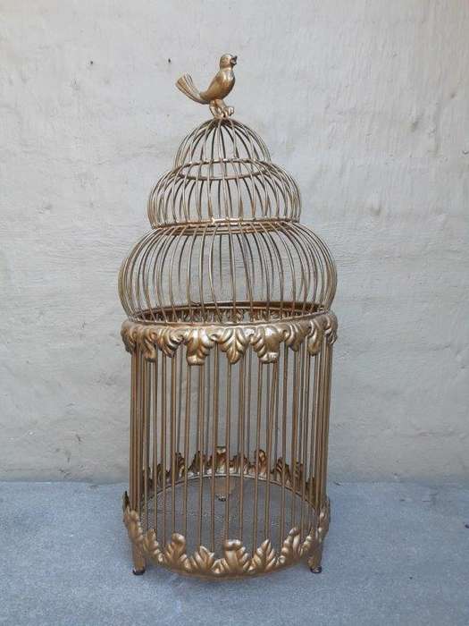 A Decorative And Large Size Birdcage In A Hand Gilded With Gold Leaf Finish