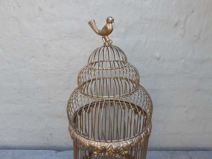 A Decorative And Large Size Birdcage In A Hand Gilded With Gold Leaf Finish