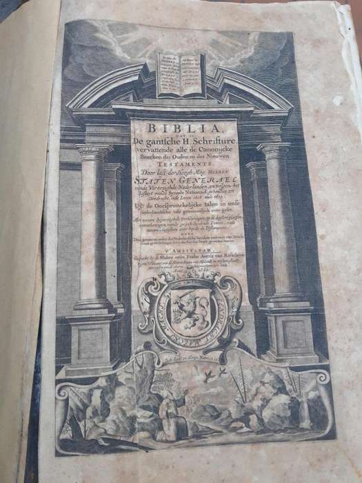 An Antique Mid 1800s Engraved Leather Bible With Brass Hardware