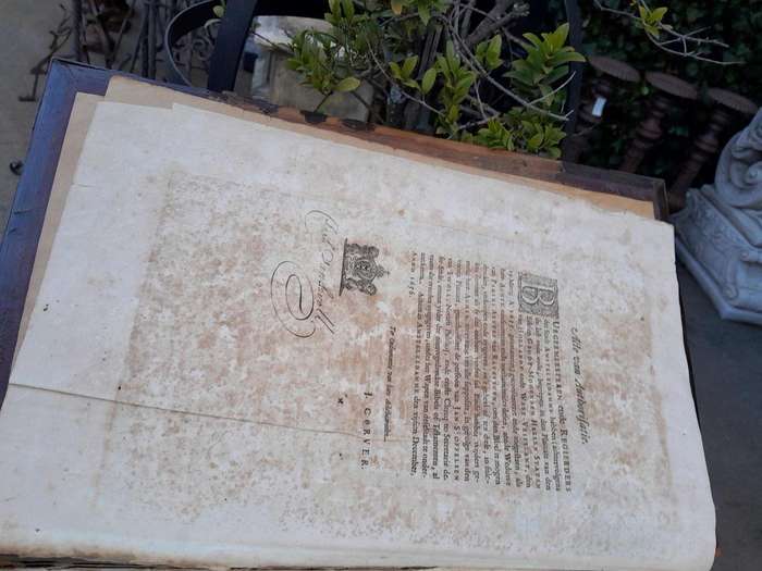 An Antique Mid 1800s Engraved Leather Bible With Brass Hardware