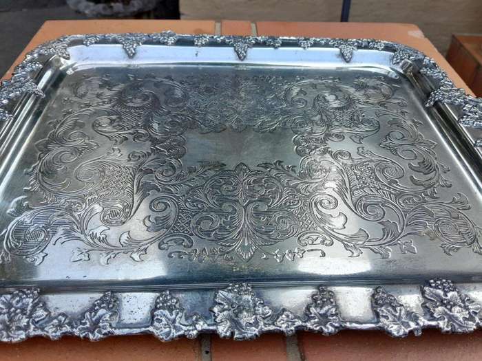 A 20th Century Ornate Silver Plated Tray With Handles