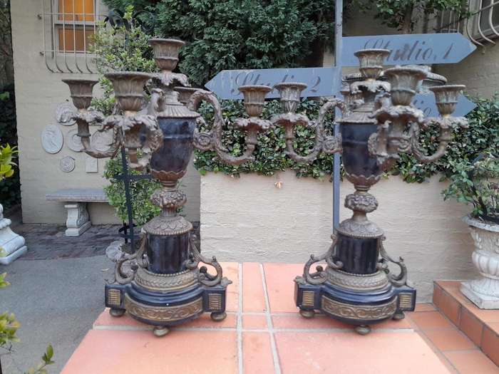 An Antique Early 20th Century French Pair Of Bronze Candelabras