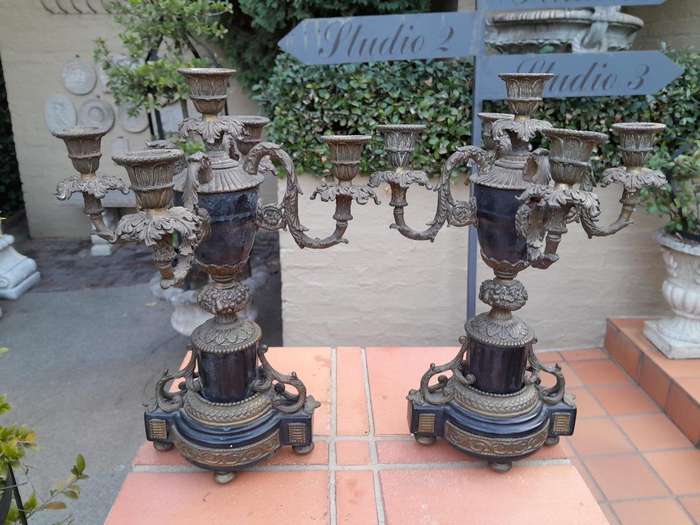 An Antique Early 20th Century French Pair Of Bronze Candelabras
