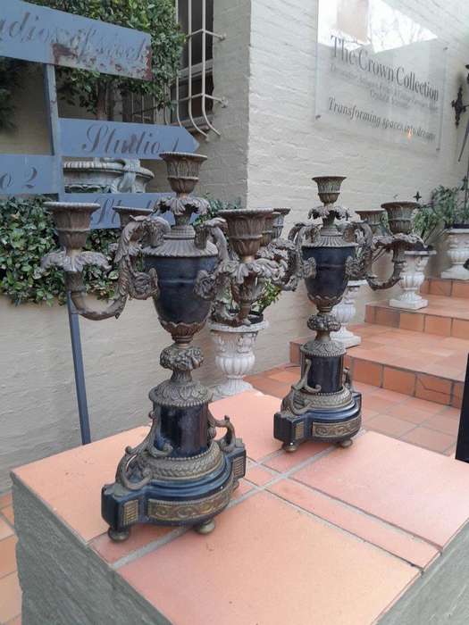 An Antique Early 20th Century French Pair Of Bronze Candelabras