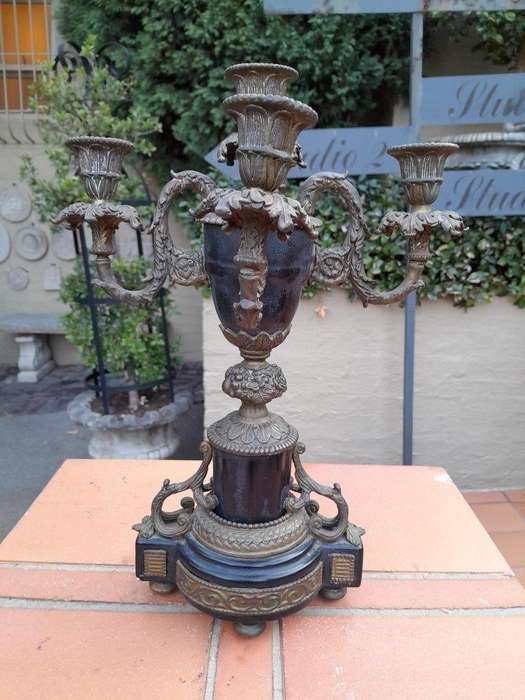 An Antique Early 20th Century French Pair Of Bronze Candelabras