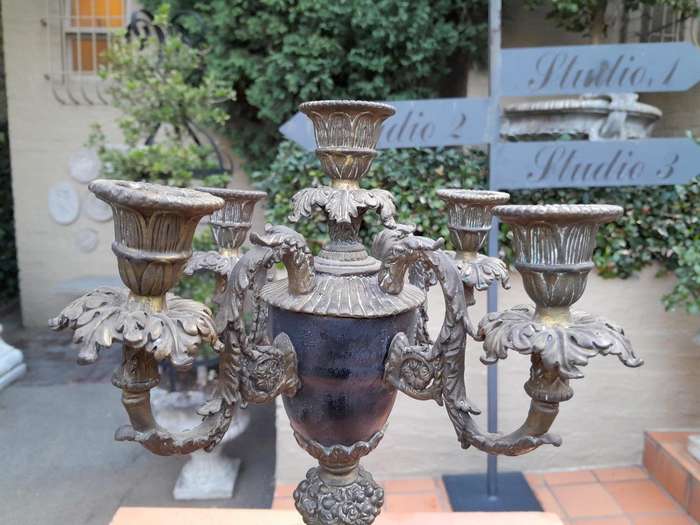 An Antique Early 20th Century French Pair Of Bronze Candelabras